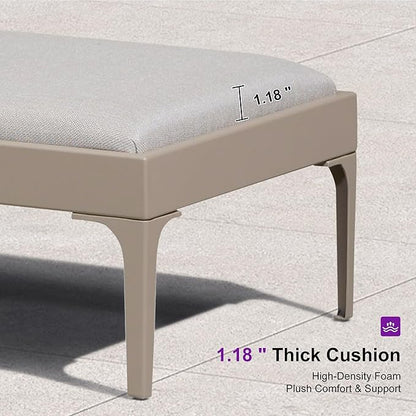 PURPLE LEAF Outdoor Chaise Lounge Set of 3 Aluminum Adjustable Patio Lounger Chairs with Cushions Reclining Beach Daybed for Poolside Balcony Deck Backyard, Champagne