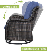 Rilyson Wicker Patio Furniture Set - 6 Piece Rattan Outdoor Sectional Conversation Sets with 2 Swivel Rocking Chairs - Photo 4