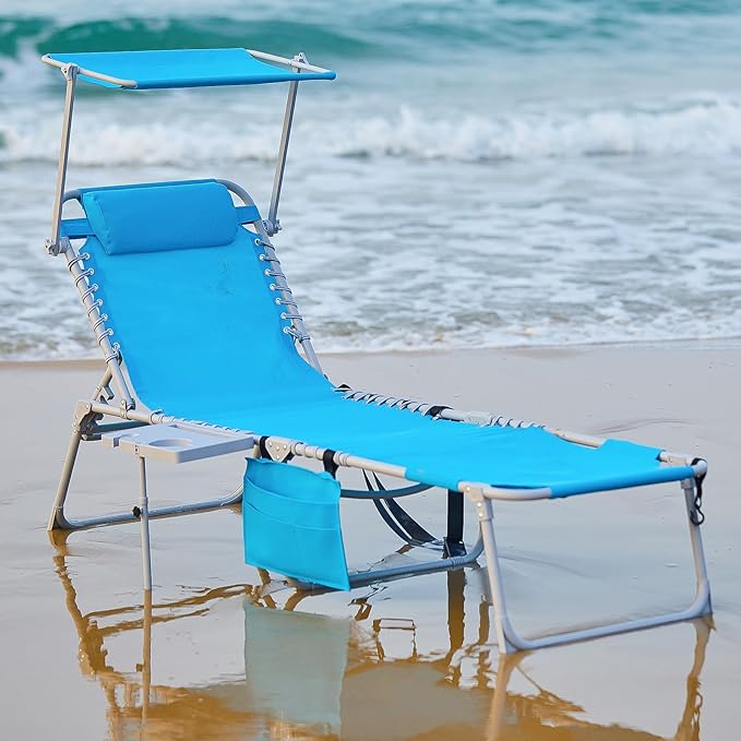 #WEJOY 4 in 1 Tanning Chair with Face Hole & Canopy & Side Table - Photo 9