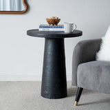 Faux Stone Side Table Round End Table Patio Small Drink Table for Small Spaces - Photo 5