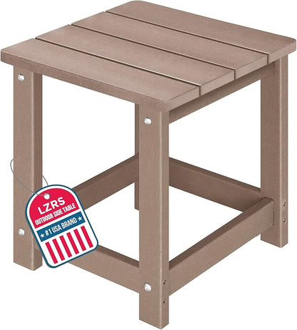LZRS Adirondack Square Outdoor Side Table for Patio, Pool Composite Patio Table,HDPE End Tables for Backyard,Pool, Indoor Companion, Easy Maintenance & Weather Resistant(Weathered Wood)