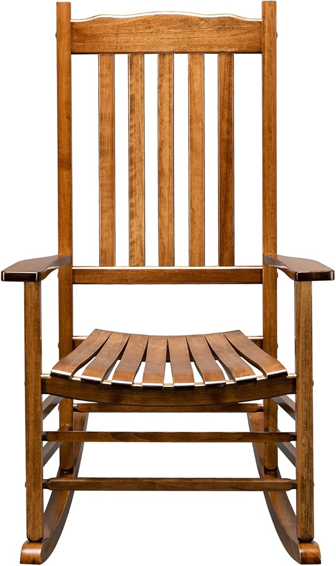 Outdoor Porch Rocker Chairs,Weather Resistant Wood Rocking Chair for Adults,Modern Rocking Accent Chairs,Indoor Outside Furniture Rocker,with Armrest,for Garden Lawn Backyard Poolside Deck (Natural)