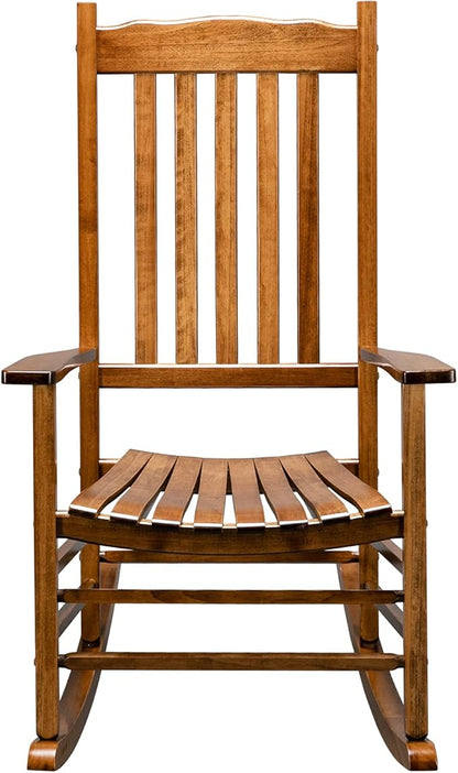 Outdoor Porch Rocker Chairs,Weather Resistant Wood Rocking Chair for Adults,Modern Rocking Accent Chairs,Indoor Outside Furniture Rocker,with Armrest,for Garden Lawn Backyard Poolside Deck (Natural)