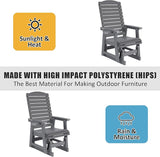 Poly Lumber Patio Glider for One Person, with Cup Holders, High Backrest and Deep Contoured Seat, HIPS Material - Photo 5