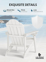 LUE BONA HDPE Adirondack Chair Set of 1 - Weather Resistant Outdoor Seating with Cup Holder for Porch, Poolside - Photo 5