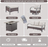 Belord Patio Furniture Set with Fire Pit Table - 50000 BTU Propane Fire Pit - Photo 3