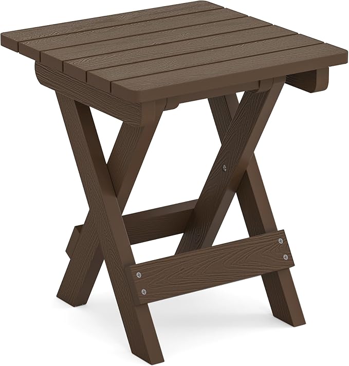 LUE BONA Small Outdoor Folding Side Table, HDPS Outside End Table for Patio, Porch, Deck, Pool, 14 Inch Height - Photo 7