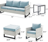 Rilyson Wicker Outdoor Patio Furniture Set - 6 Piece Patio Conversation Set with 2 Armrest Chairs, 2 Rattan Ottoman - Photo 3