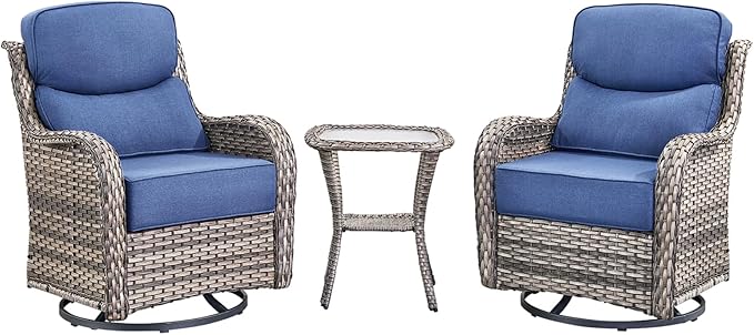 Luxury Outdoor Swivel Rocker Patio Chairs Set of 3 - Photo 8