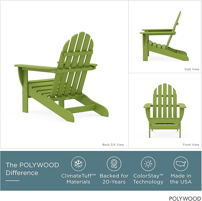 POLYWOOD AD4030LI Classic Outdoor Adirondack Chair, Lime