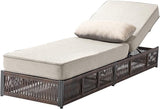 Luxury Outdoor Chaise Lounge with 5 Inch Thickened Cushions - 1 Set High Back Brown Wicker Patio Recliners Rattan - Photo 1