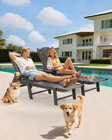 Carauci Lounge Chair Outdoor, HDPE Chaise Lounge with Wheels - Photo 8