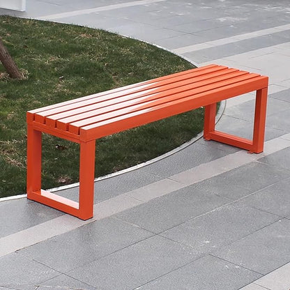 Outdoor Park Bench, Garden Patio Metal Bench 31in-79in, Weatherproof, Load Capacity 880lbs, for Park Yard Front Porch Path Yard Lawn Decor Deck Furniture(Orange,150cm/59in)