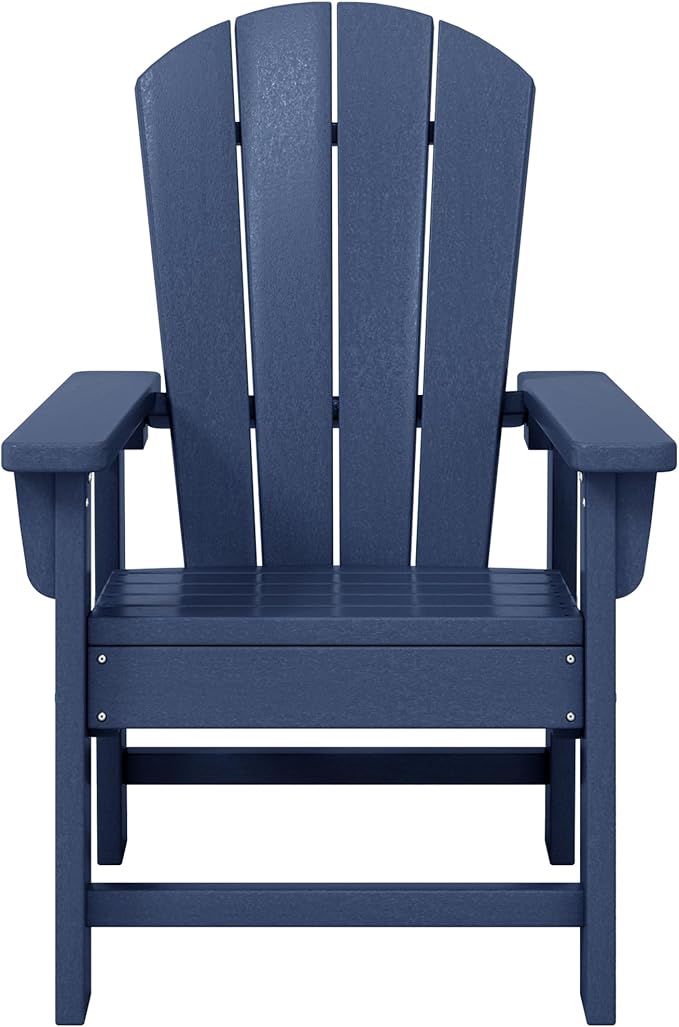 WestinTrends Malibu Kids Outdoor Adirondack Plastic Patio Chair (Set of 2), Navy Blue