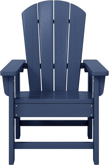 WestinTrends Malibu Kids Outdoor Adirondack Plastic Patio Chair (Set of 2), Navy Blue