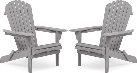 Wooden Folding Adirondack Chair Set of 2, Half Pre-Assembled Outdoor Wood Patio Lounge Chair for Lawn Backyard Deck Pool Beach Firepit