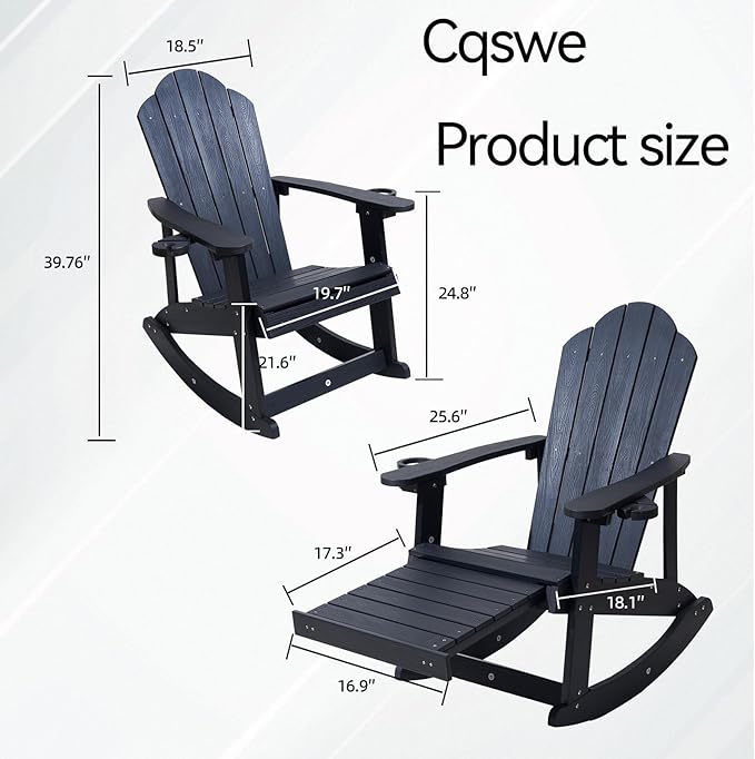 Adirondack Rocking Chair Set of 2, Weather-Resistant and Durable - Photo 3