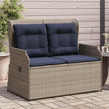 Reclining Garden Bench Gray Poly Rattan Outdoor Seating for Patio Balcony Porch 40.9 Inch Modern Loveseat with - Photo 4