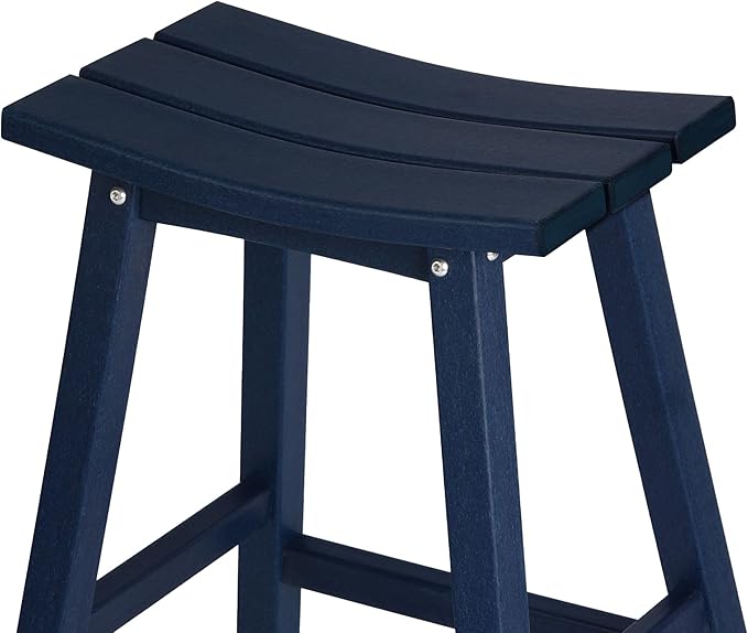 WestinTrends Malibu 29 Inch Outdoor Bar Stools, All Weather Resistant Poly Lumber Adirondack Bar Height Stools, Navy Blue