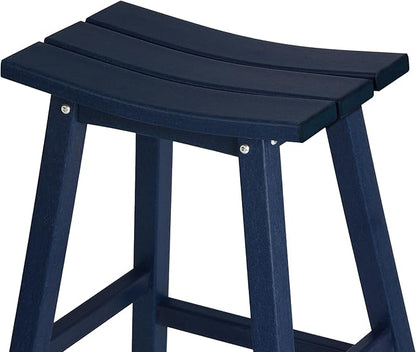 WestinTrends Malibu 29 Inch Outdoor Bar Stools, All Weather Resistant Poly Lumber Adirondack Bar Height Stools, Navy Blue