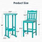 nalone Outdoor Adirondack Chairs and Table Set - HDPE 3 Piece Garden Set with Bar Stools (Aruba) - Photo 3