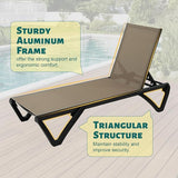 Domi Patio Lounge Chairs Set of 3, Aluminum Pool Chaise Lounge with Side Table - Photo 5