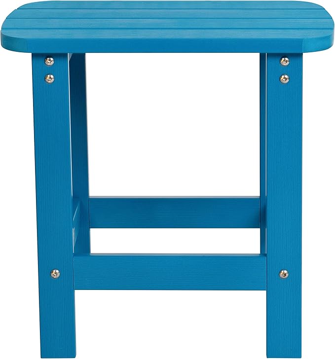 Flash Furniture Charlestown Tiered Commercial Poly Resin Adirondack Side Table - Blue - All-Weather - Indoor/Outdoor