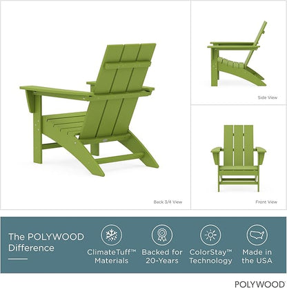 POLYWOOD Modern Adirondack Chair – All-Weather Outdoor Lawn Adirondack Chairs – HDPE, Fade-Resistant & Durable Outdoor Furniture – For Patio, Deck & Fire Pit Chairs – Lime