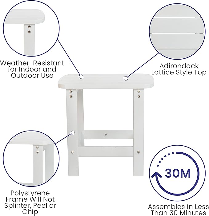 Flash Furniture Set of 4 Savannah Adirondack Rocking Chairs - Commercial Grade All-Weather White Poly Resin Wood - Photo 5