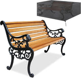 Outdoor Park Garden Bench with Cover, 2-3 Person Wood Patio Bench with Backrest+Armrests Weatherproof - Photo 1