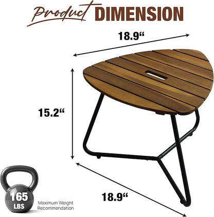 Portable Adirondack Side Table 15"H - Wood & Metal Patio Table for Indoor & Outdoor Use - Small Outdoor End Table for Picnic, Camping, Adirondack Chair, Great Father's Day Gift | Golden Teak Finish