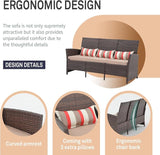 SUNSITT Outdoor Furniture 3 Seats Patio Couch, Outdoor Wicker Sofa, Brown PE Wicker with Beige Cushions & Lumbar - Photo 5