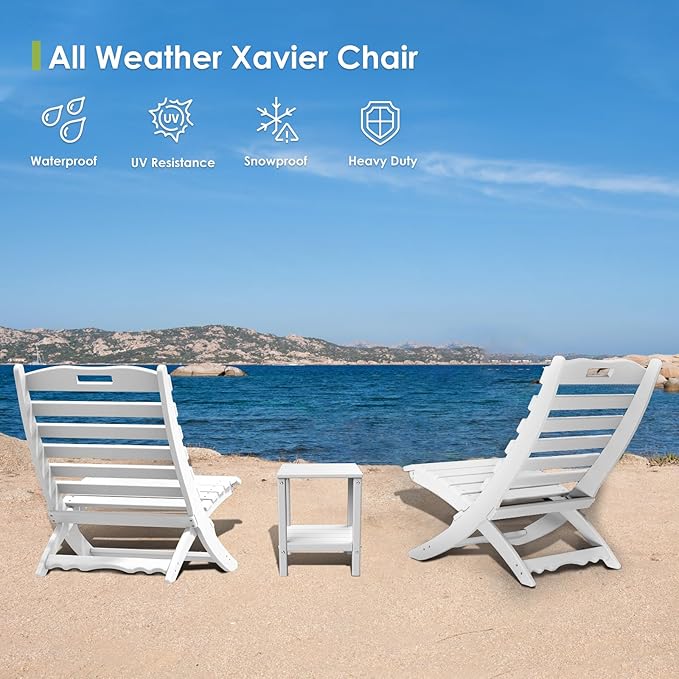 GREENVINES Folding-Xavier-Chairs Set of 4 | Wave | Portable Adirondack-Chair | HDPE Plastic | All Weather Fire-Pit Chair - Photo 5