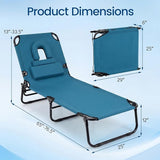 Tangkula Beach Lounge Chair, Folding Sunbathing Recliner with Face Hole - Photo 3