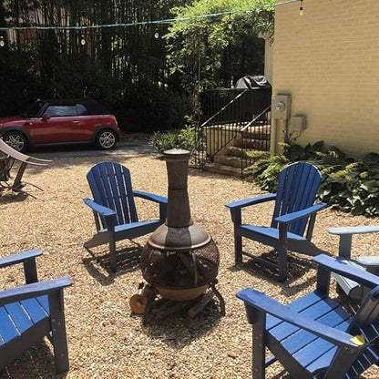 Farmhouse Adirondack Chair Set of 2, Poly Lumber Patio Chairs, Pre-Assembled Weather Resistant Outdoor Chairs for Pool, Deck, Backyard, Garden, Fire Pit Seating, Navy