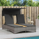 Gray Canopy Double Sun Lounger 31.3" x 21.1" x 21.7" Outdoor Patio Chaise Lounge for Pool Garden Balcony Lounge Chair - Photo 3