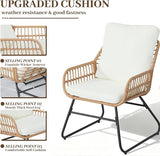 4-Piece Rattan Patio Set - All-Weather Outdoor Conversation Furniture Set Group with Tempered Glass Table & Quick-Dry - Photo 6