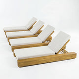 Christopher Knight Home Tory Acacia Wood Chaise Lounge Chair Outdoor Set of 4, Poolside Sun Lounger Recliner - Photo 5