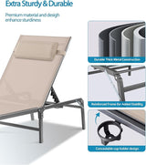 4 Pack Foldable Chaise Lounge Chair with Cup Holder - Photo 6