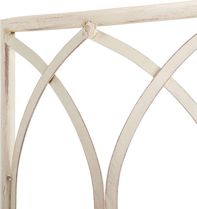 SAFAVIEH Outdoor Furniture Collection – Abia Antique White Distressed Wrought Iron 50-Inch Curved Tree Bench - Photo 8