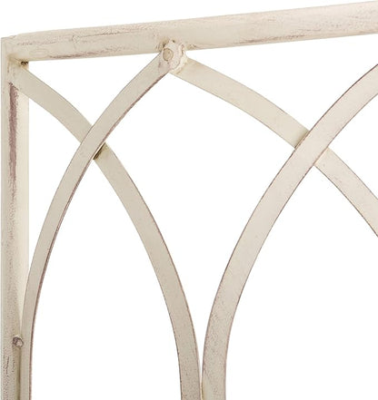SAFAVIEH Outdoor Furniture Collection – Abia Antique White Distressed Wrought Iron 50-Inch Curved Tree Bench, Garden & Patio Seating (PAT5018A)