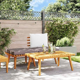 3 Piece Outdoor Sectional Sofa Set Dark Grey White Solid Acacia Wood 23.6 x 35.4 x 13.8 in Weathered Finish Garden - Photo 3