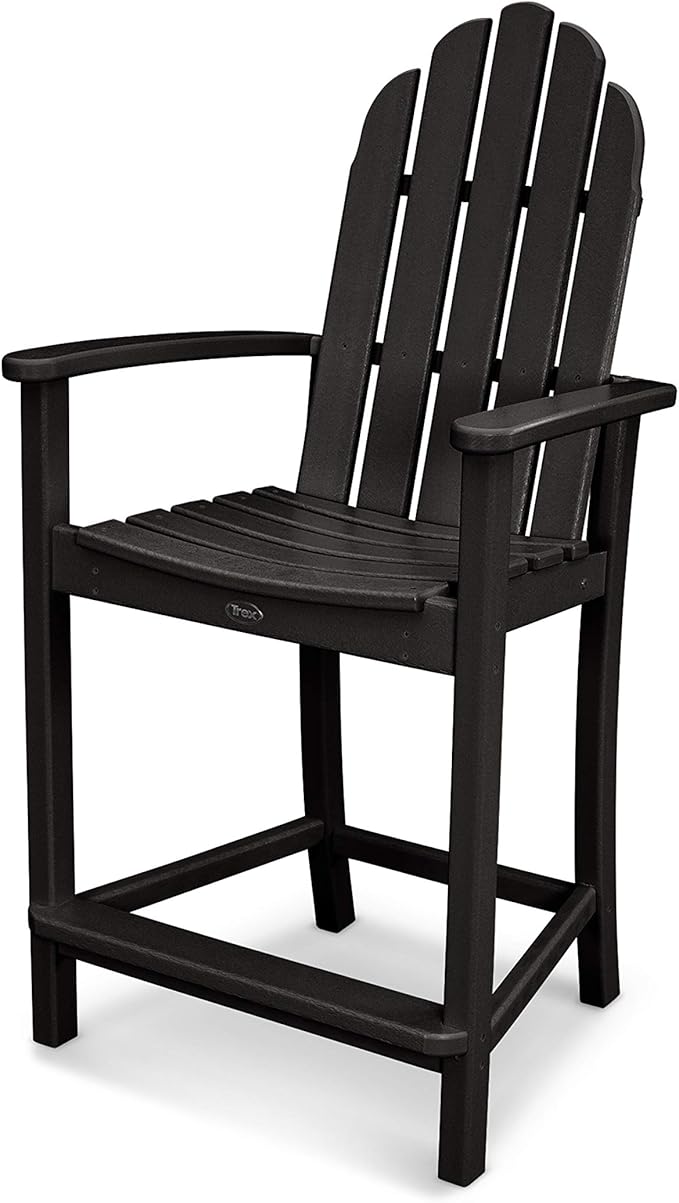 POLYWOOD Adirondack Counter Height Chair, Black