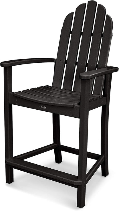 POLYWOOD Adirondack Counter Height Chair, Black