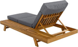 Acacia Wood Chaise Lounge Set with 3-Fold 4" Water-Resistant Cushion & Headrest, 4-Position Adjustable Backrest Recliner - Photo 5