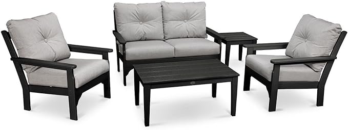 Vineyard 5-Piece Deep Seating Set (Black/Canvas Granite) - Photo 1