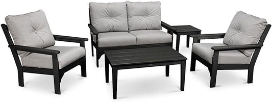 Vineyard 5-Piece Deep Seating Set (Black/Canvas Granite)