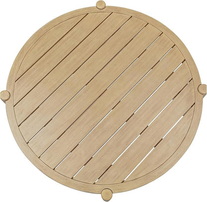 Nathan James Bora Round Outdoor Coffee Table, Farmhouse Wood Coffee Table for Patio or Porch, Solid Acacia Wood