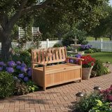 Tangkula 48 Inch Outdoor Wood Storage Bench Deck Box, Wooden Storage Loveseat with 34.2 Gal Inner Space - Photo 4