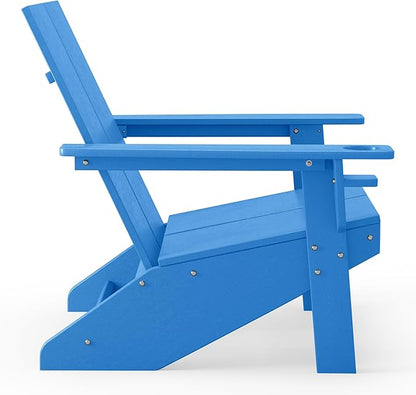 WestinTrends Riviera Outdoor HDPE Modern Adirondack Chair with Cup Holder, Pacific Blue